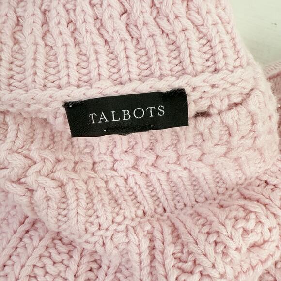 Talbots Knit Sweater Women Medium Embroidered Light Pink Preppy Coquette Crew - Picture 8 of 14